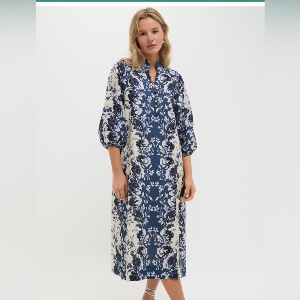 Tuckernuck Indigo Reflection Cotton Linen Maryse dress XS